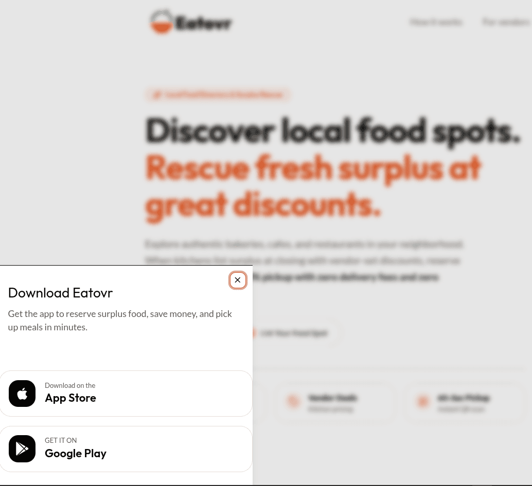 Eatovr — Hyperlocal Food Discovery & Surplus Recovery — Screenshot 3