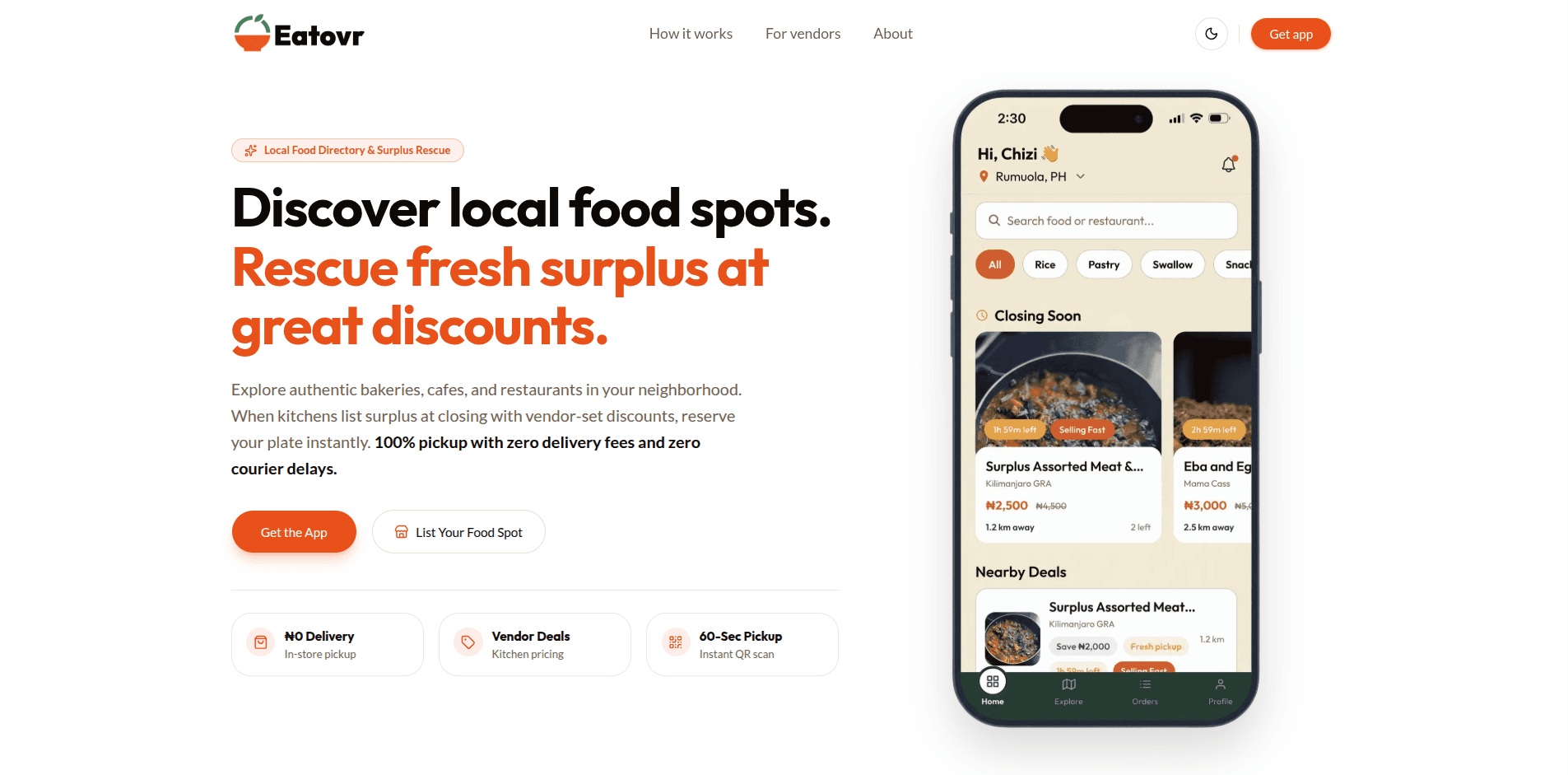 Eatovr — Hyperlocal Food Discovery & Surplus Recovery — Main