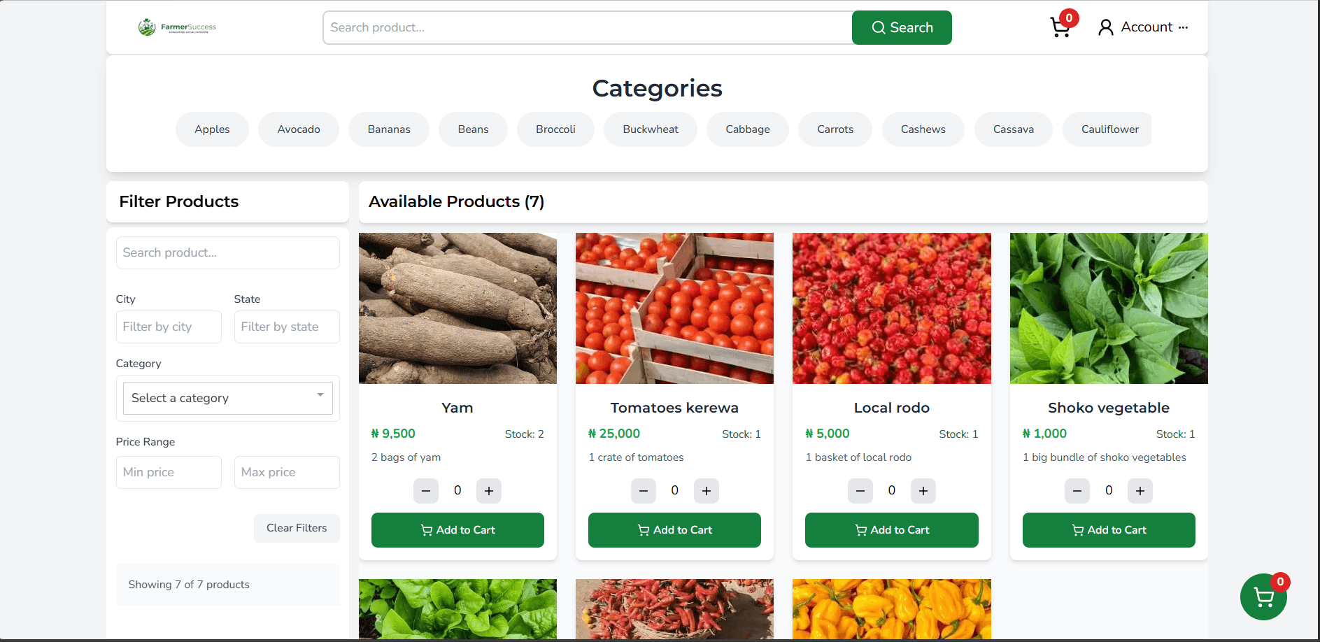 Farmer Success Marketplace — Main