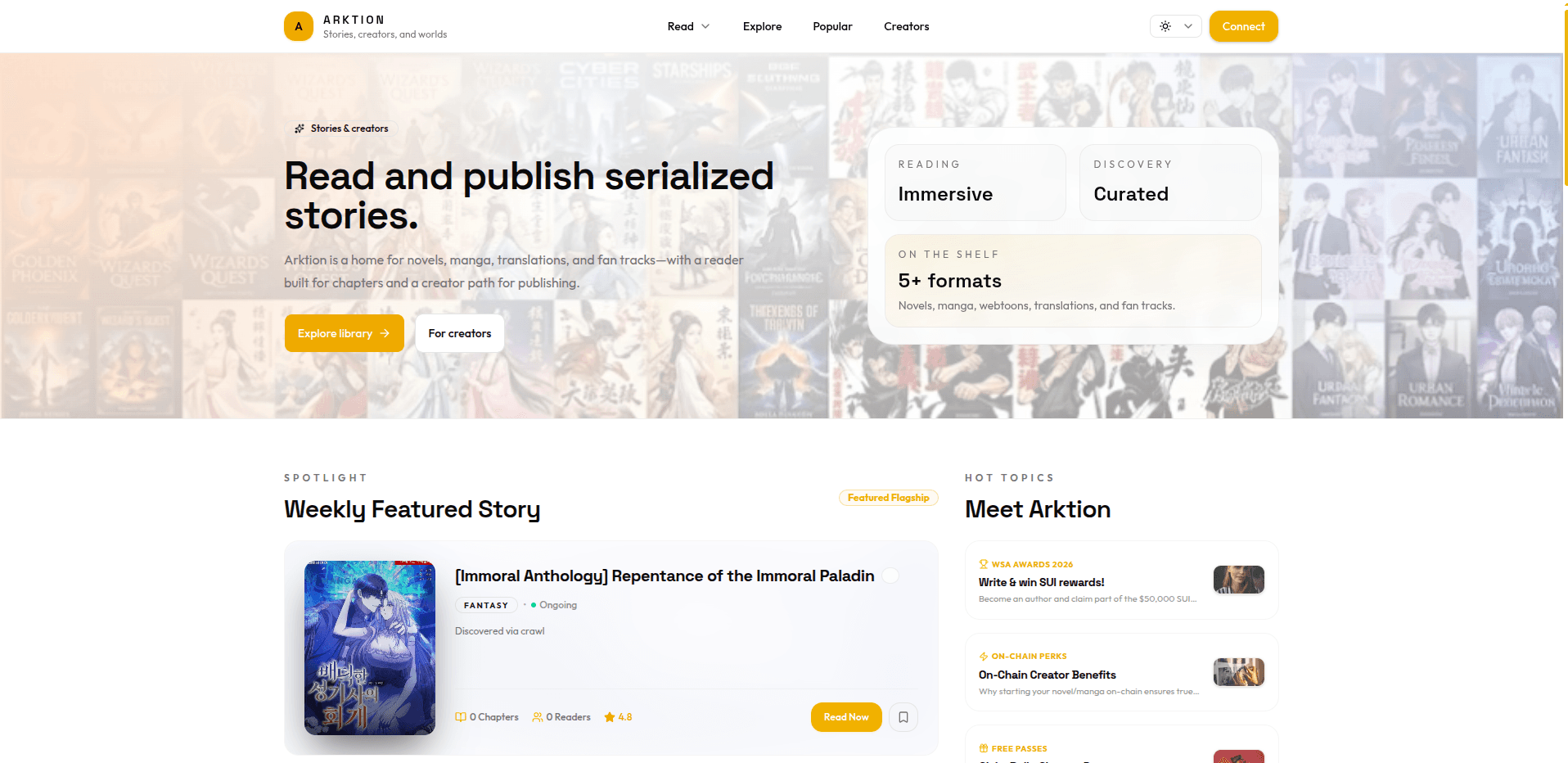 Arktion — Web3 Serial Publishing & Storytelling — Main